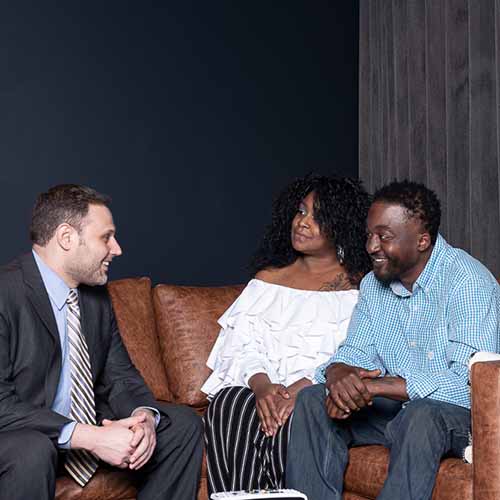 Attorney during consulation visit to a family of wrongful death